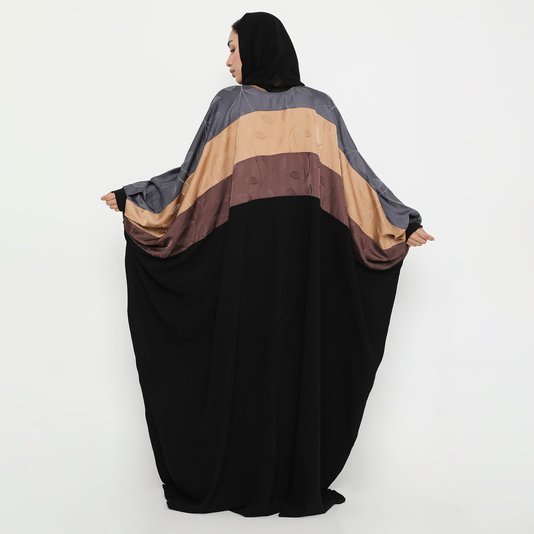 Tri-Contrast Kaftan Abaya-SK712